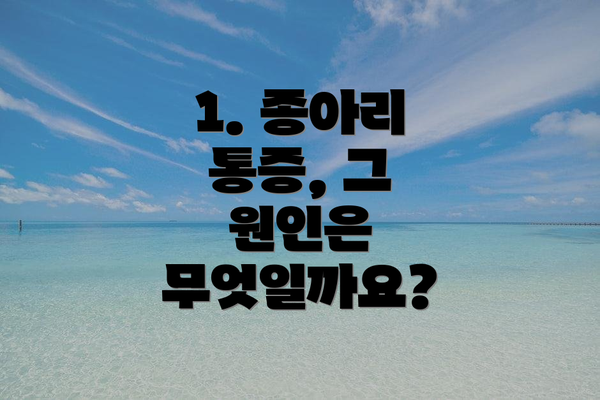1. 종아리 통증, 그 원인은 무엇일까요?