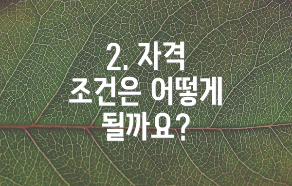 2. 자격 조건은 어떻게 될까요?