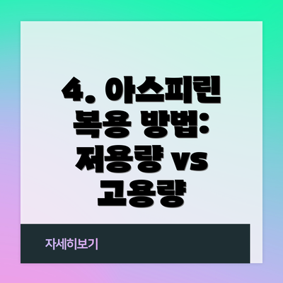 4. 아스피린 복용 방법: 저용량 vs 고용량