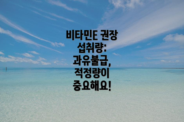 비타민E 권장 섭취량: 과유불급, 적정량이 중요해요!