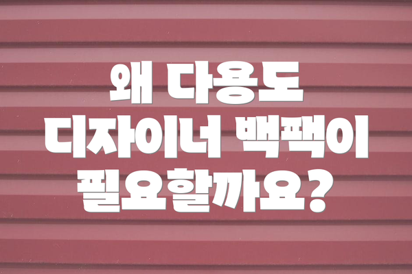 왜 다용도 디자이너 백팩이 필요할까요?