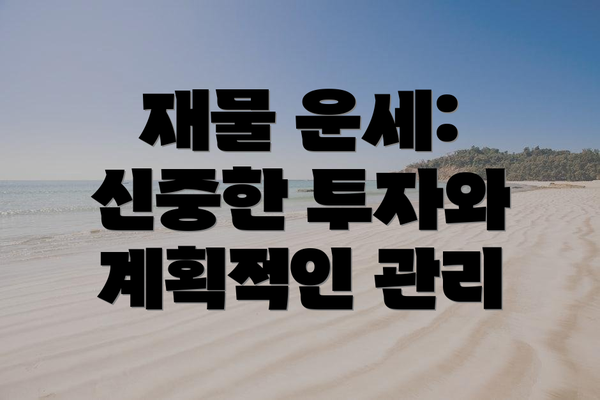 재물 운세: 신중한 투자와 계획적인 관리