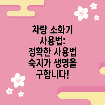 차량 소화기 사용법: 정확한 사용법 숙지가 생명을 구합니다!