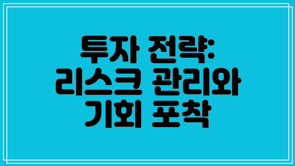 투자 전략: 리스크 관리와 기회 포착