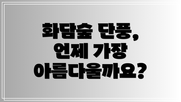 화담숲 단풍, 언제 가장 아름다울까요?