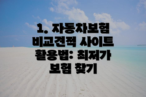1. 자동차보험 비교견적 사이트 활용법: 최저가 보험 찾기