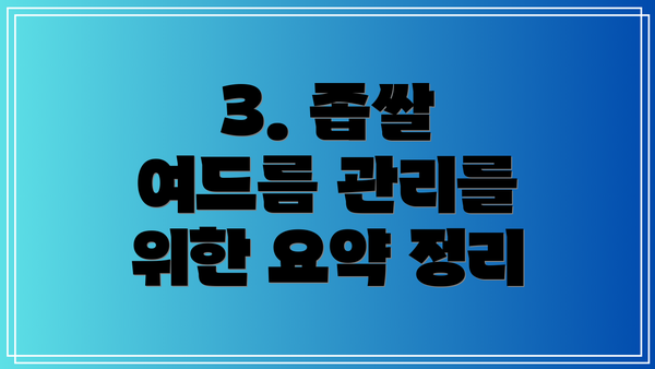 3. 좁쌀 여드름 관리를 위한 요약 정리