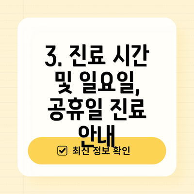 3. 진료 시간 및 일요일, 공휴일 진료 안내