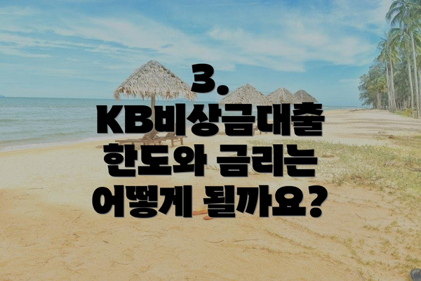 3. KB비상금대출 한도와 금리는 어떻게 될까요?