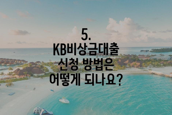 5. KB비상금대출 신청 방법은 어떻게 되나요?