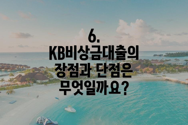 6. KB비상금대출의 장점과 단점은 무엇일까요?