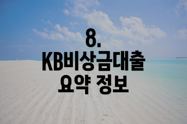 8. KB비상금대출 요약 정보