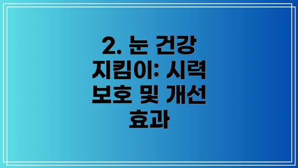 2. 눈 건강 지킴이: 시력 보호 및 개선 효과