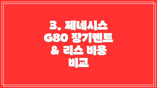 3. 제네시스 G80 장기렌트 & 리스 비용 비교