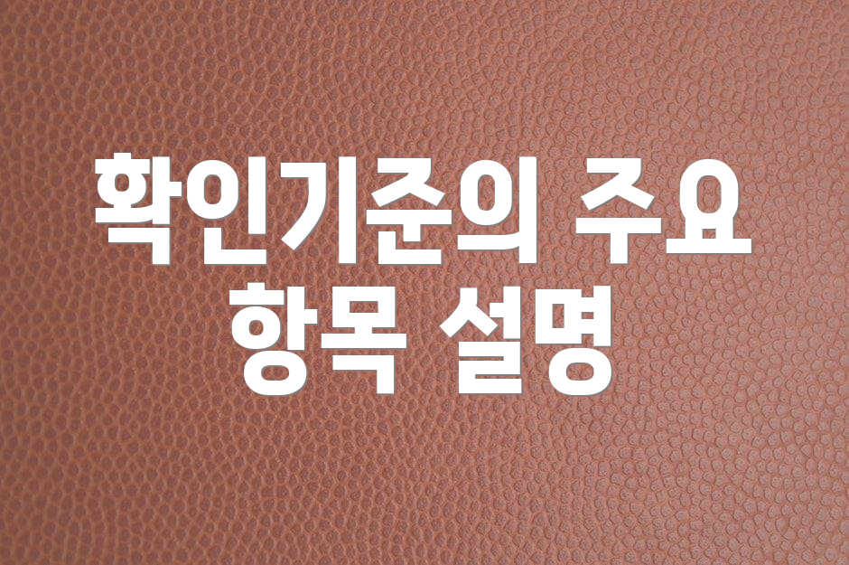 확인기준의 주요 항목 설명