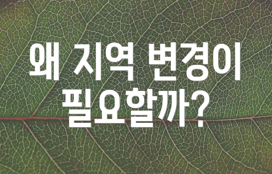 왜 지역 변경이 필요할까?