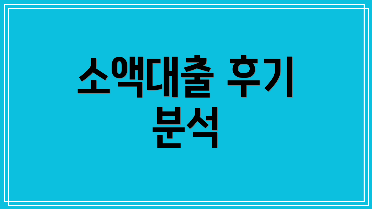 소액대출 후기 분석
