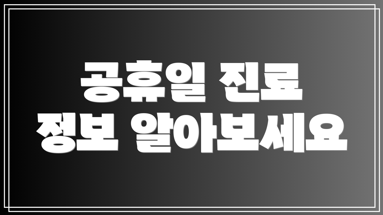 공휴일 진료 정보 알아보세요