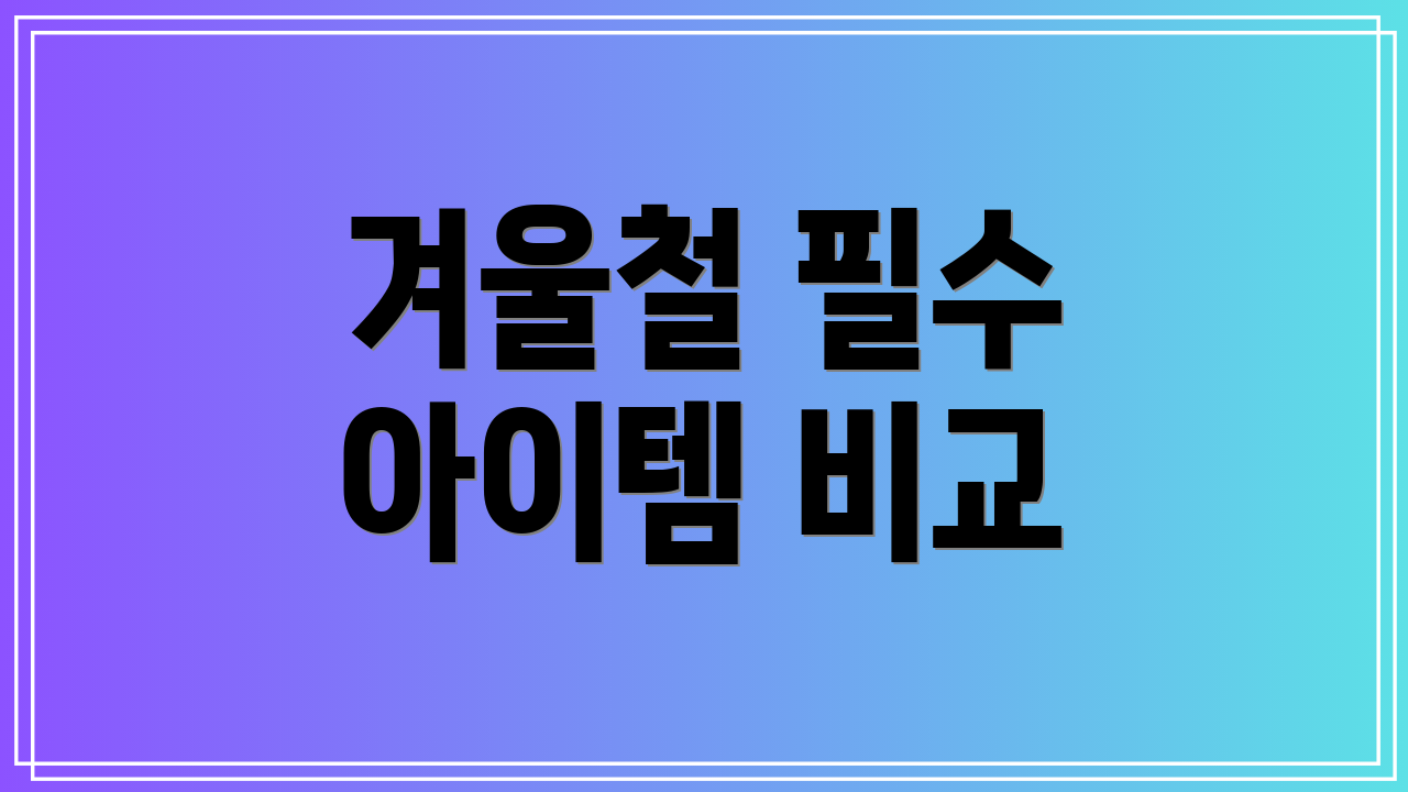 겨울철 필수 아이템 비교
