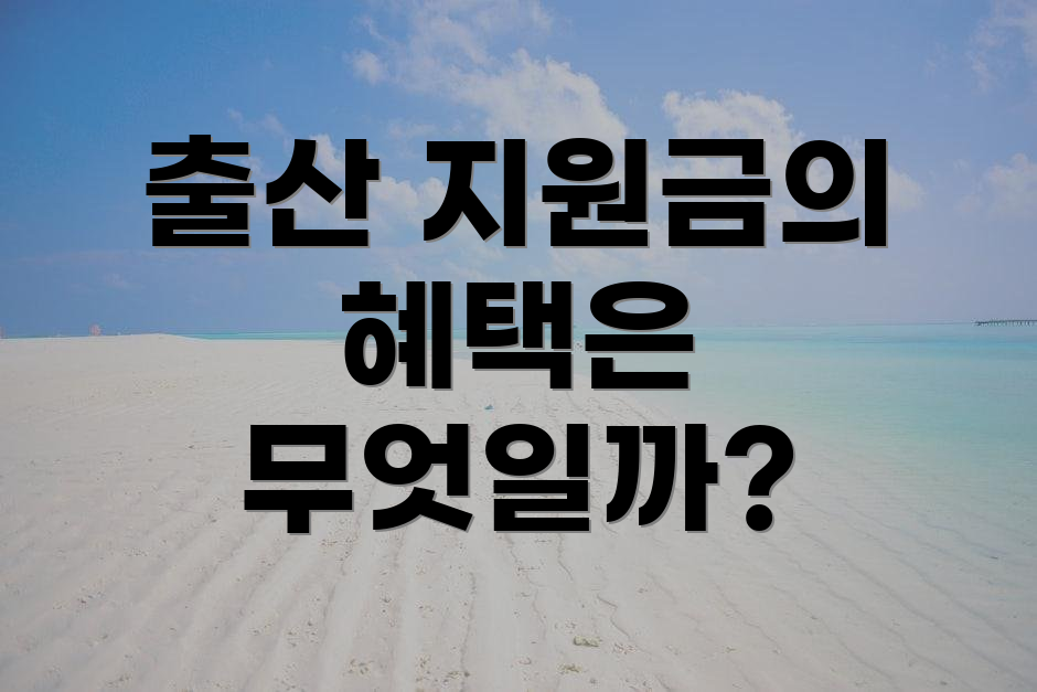 출산 지원금의 혜택은 무엇일까?