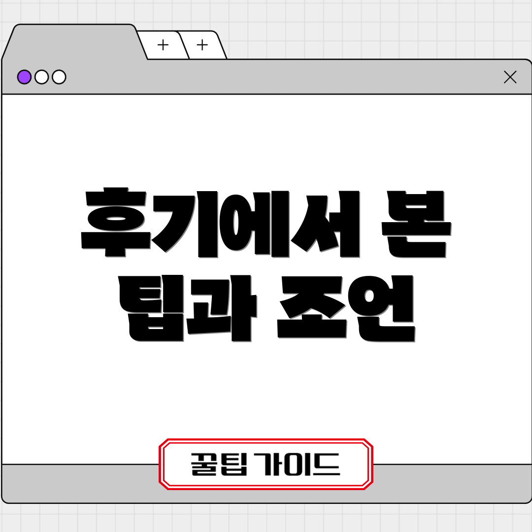 후기에서 본 팁과 조언