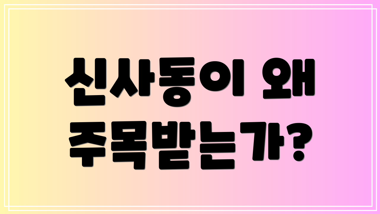 신사동이 왜 주목받는가?