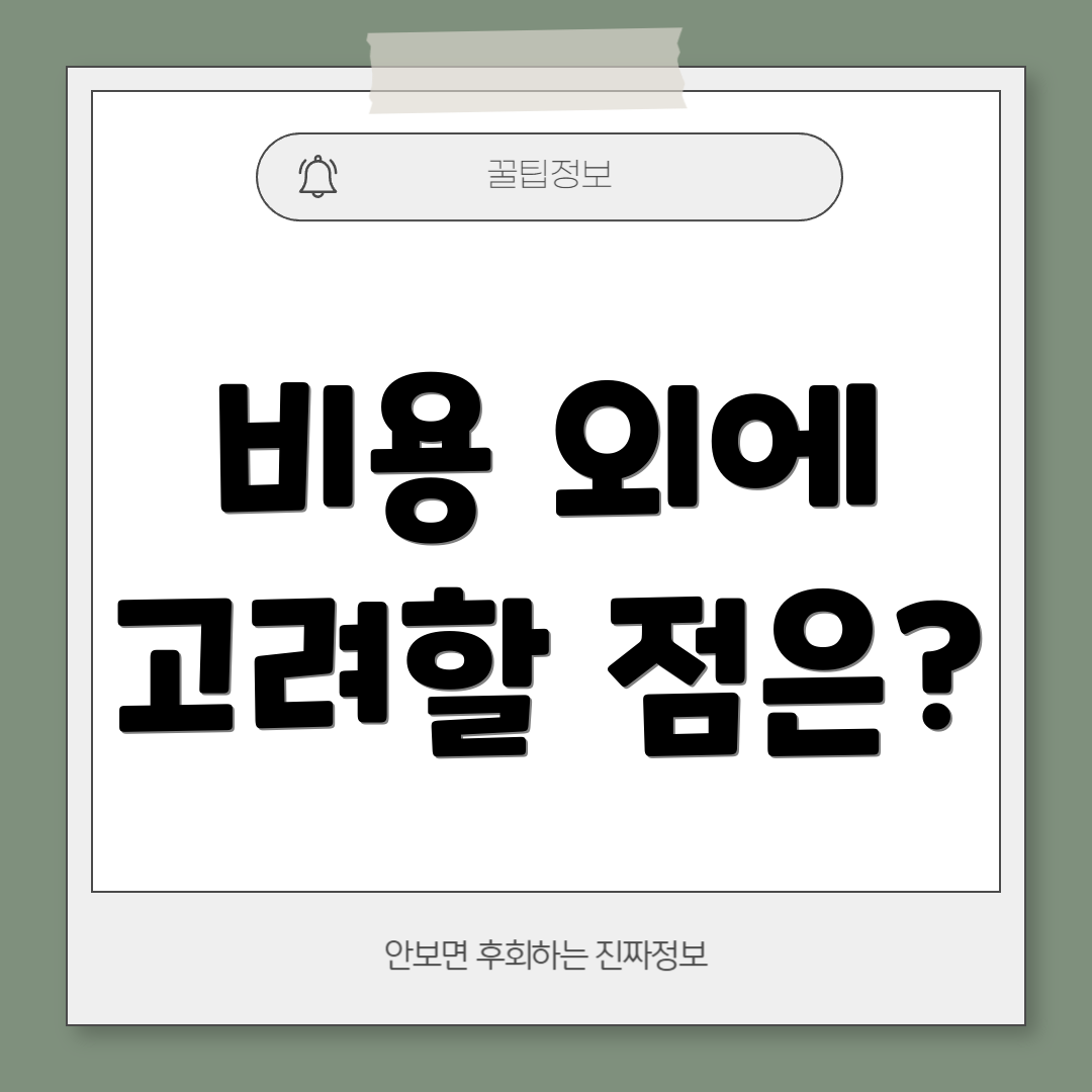 비용 외에 고려할 점은?