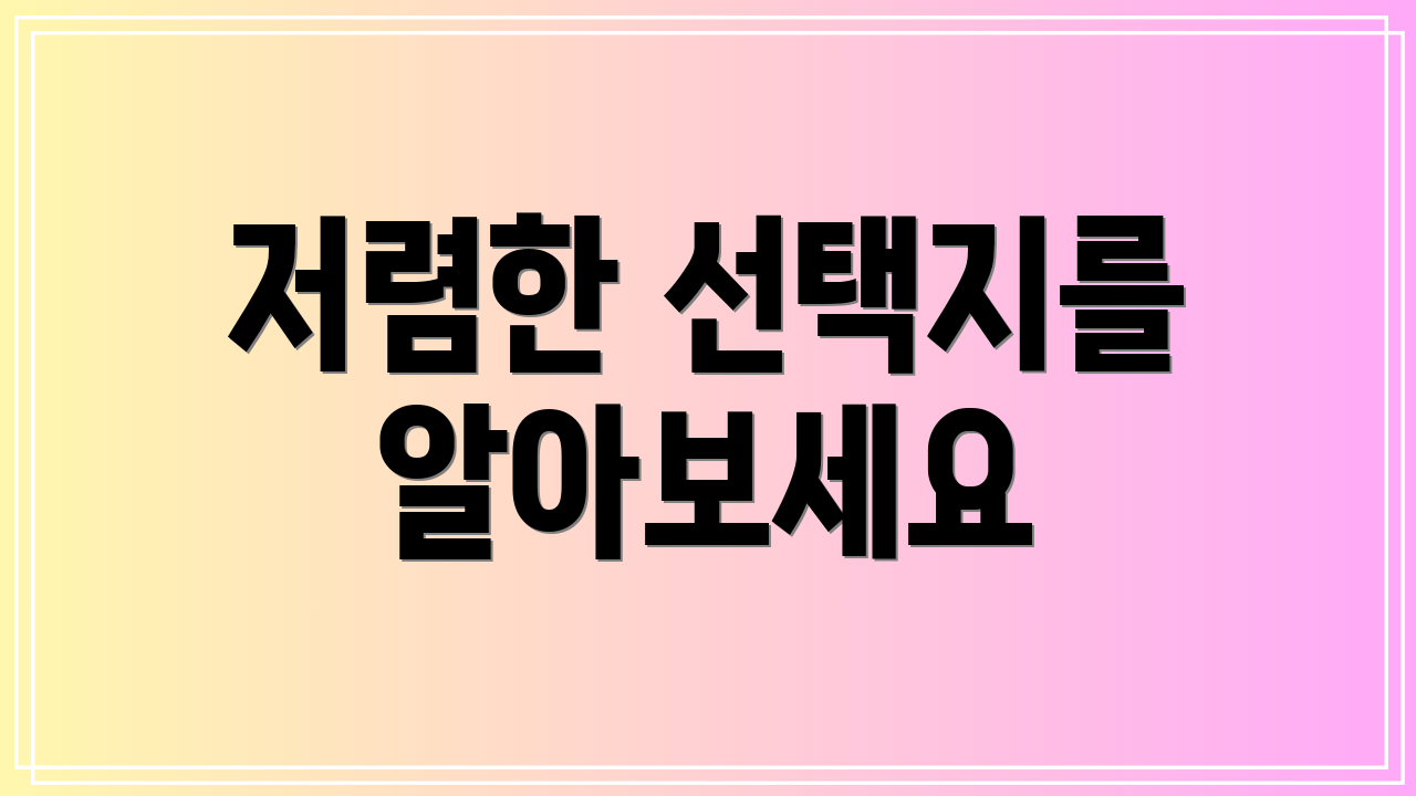 저렴한 선택지를 알아보세요