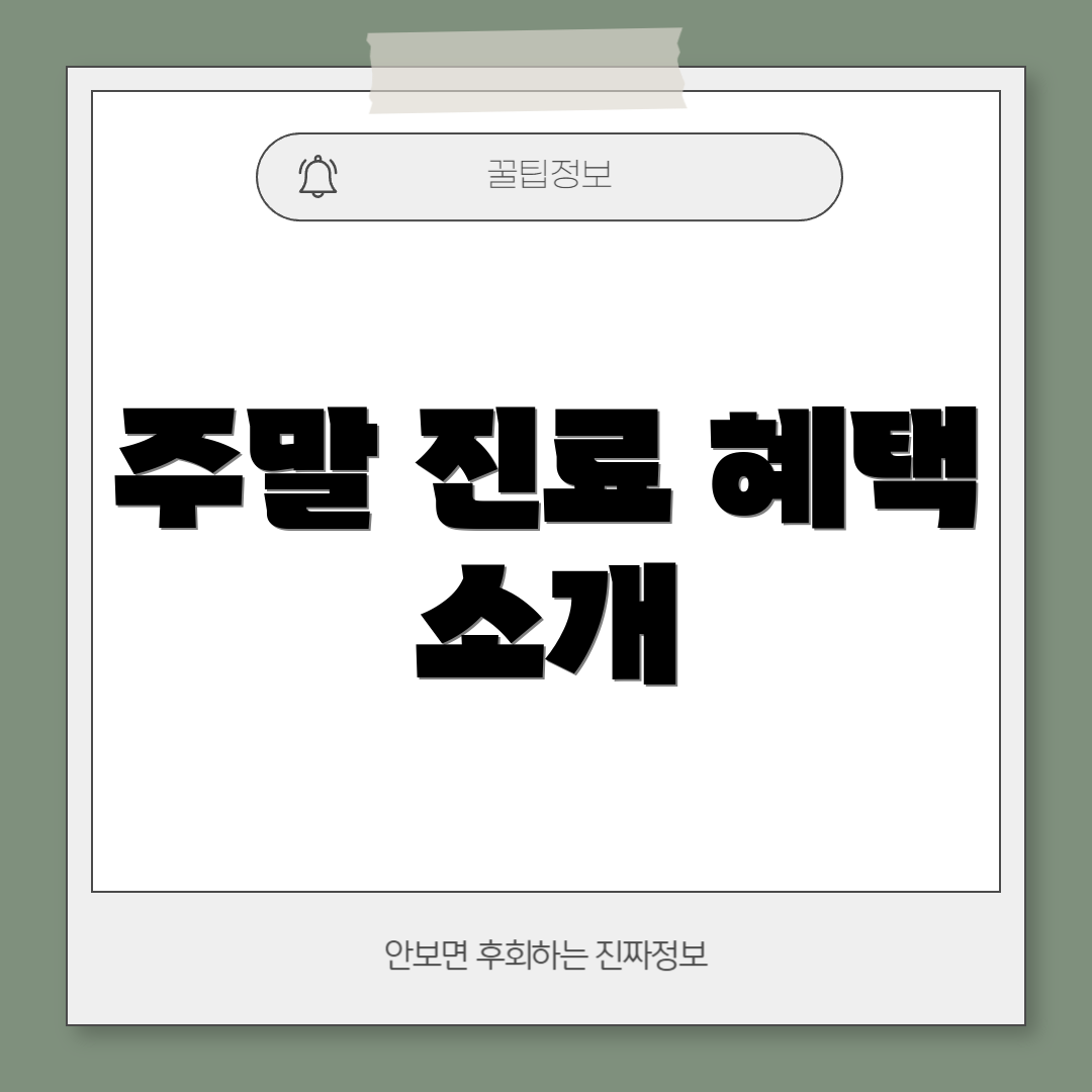 주말 진료 혜택 소개