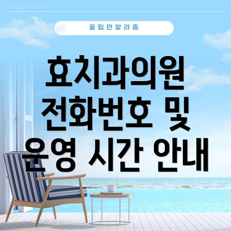 효치과의원 전화번호 및 운영 시간 안내