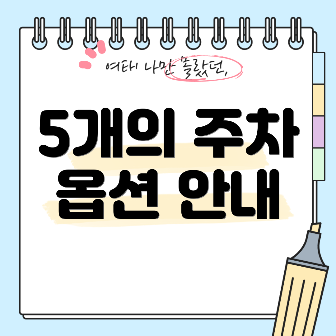 5개의 주차 옵션 안내