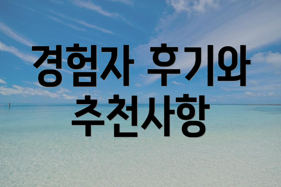 경험자 후기와 추천사항
