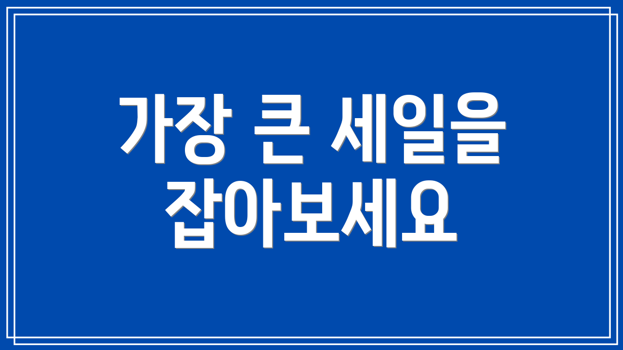 가장 큰 세일을 잡아보세요