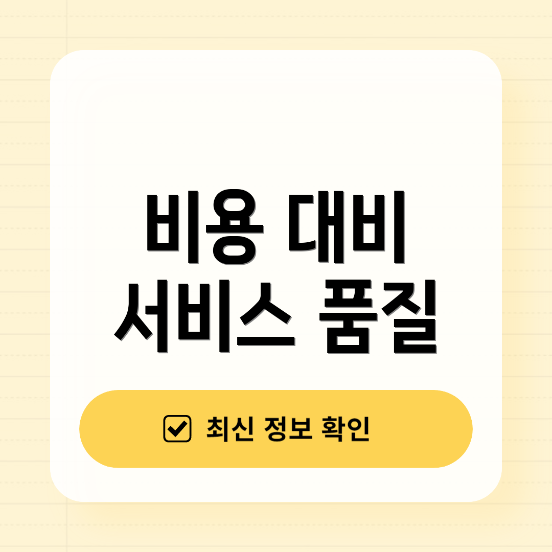 비용 대비 서비스 품질