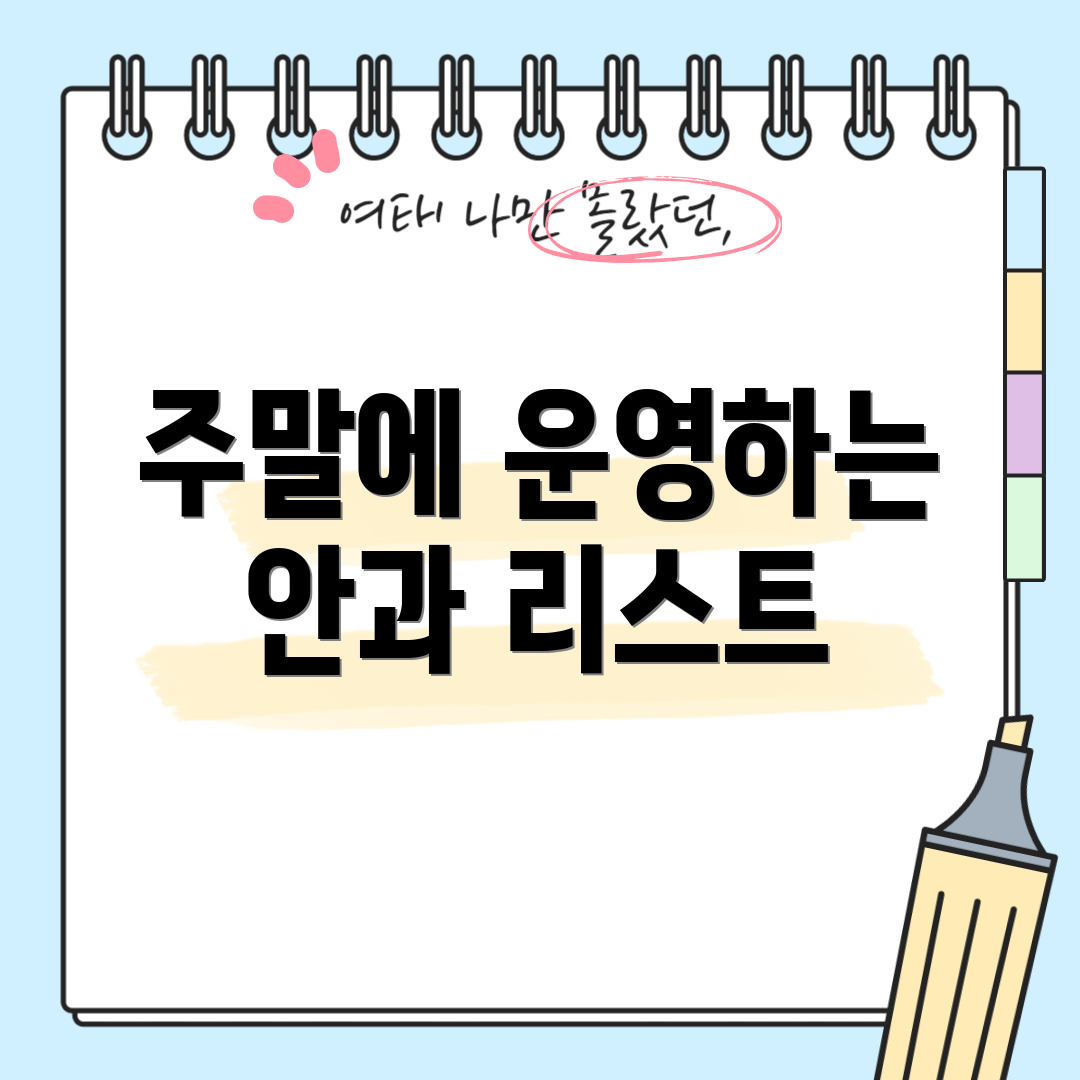 주말에 운영하는 안과 리스트