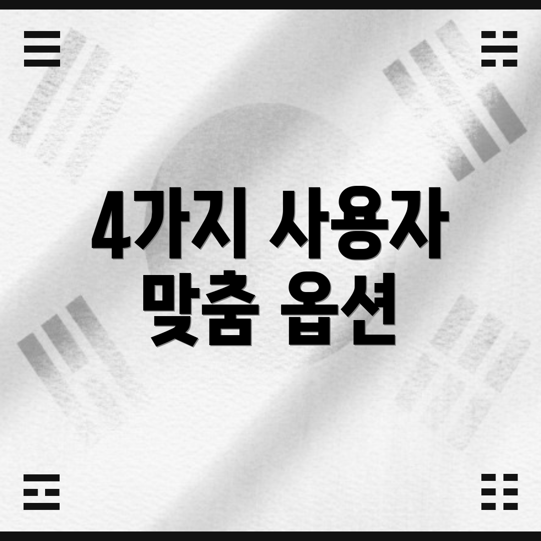 4가지 사용자 맞춤 옵션