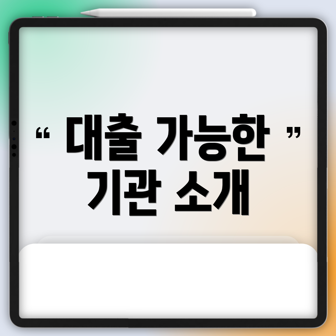 대출 가능한 기관 소개