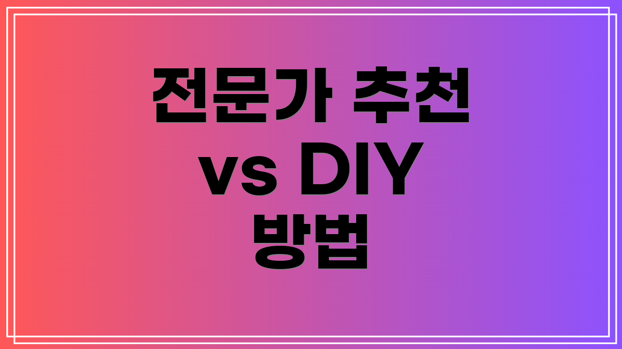 전문가 추천 vs DIY 방법