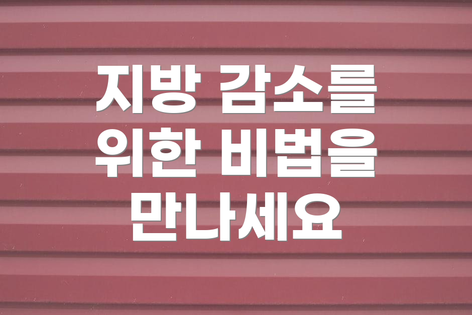 지방 감소를 위한 비법을 만나세요