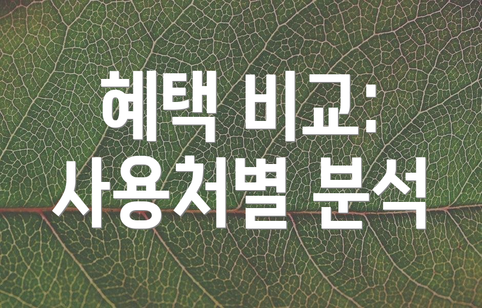 혜택 비교: 사용처별 분석