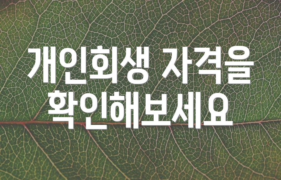 개인회생 자격을 확인해보세요