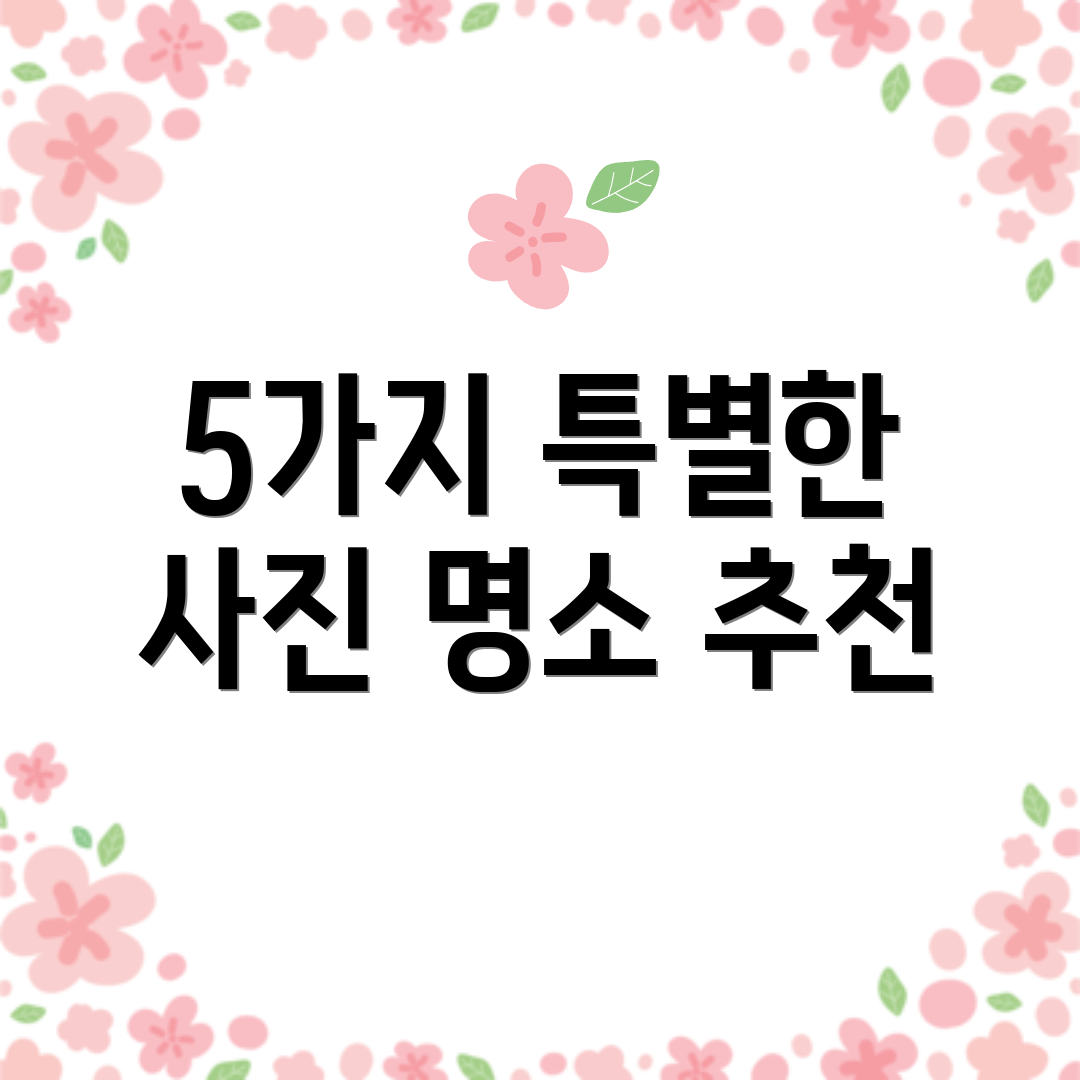 5가지 특별한 사진 명소 추천