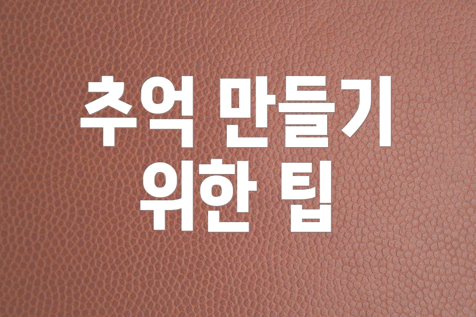 추억 만들기 위한 팁