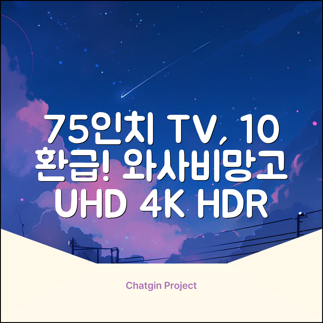 [10% 환급가전] 와사비망고 4K UHD ZEN U750 Max HDR TV, 189cm(75인치), 스탠드형, 방문설치 추천 리뷰