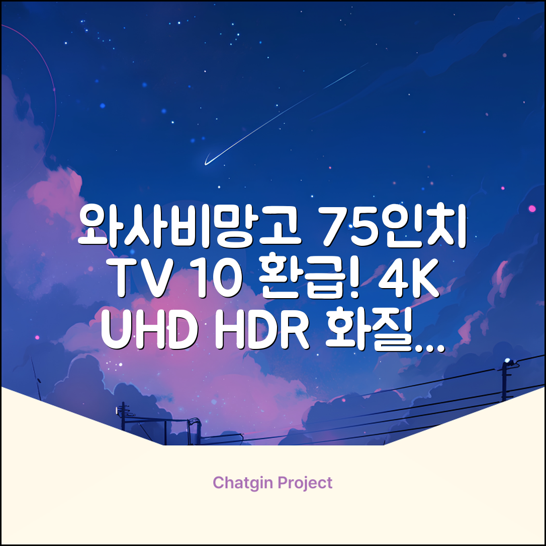 [10% 환급가전] 와사비망고 4K UHD ZEN U750 Max HDR TV, 189cm(75인치), 스탠드형, 방문설치 추천 리뷰